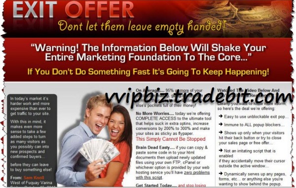 Product picture Exit Offer Script - Unblockable Exit Pop-Up Script with MRR!