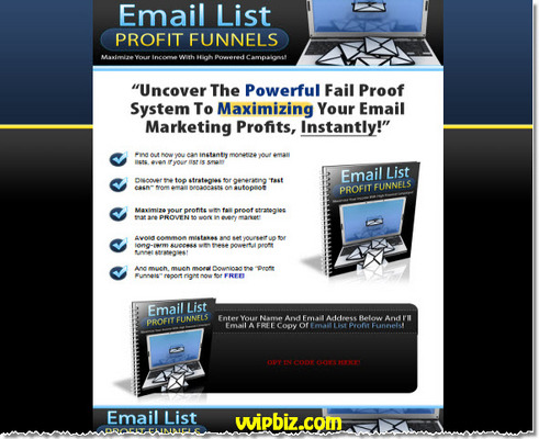 Product picture Email List Profit Funnels (Viral PLR) + Squeeze Page Template