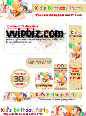 Product picture Kids Birthday Party Minisite Graphics Plr Pack