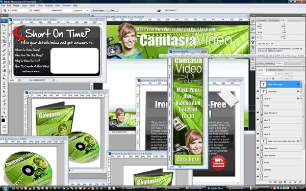 Product picture  Camtasia Video Marketing Minisite Template PSD graphics