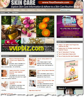 Product picture Skin Care Website PLR - Turnkey WordPress Blogs
