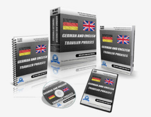 Product picture German / English Traveler Phrases PLR Audio, Video Course 