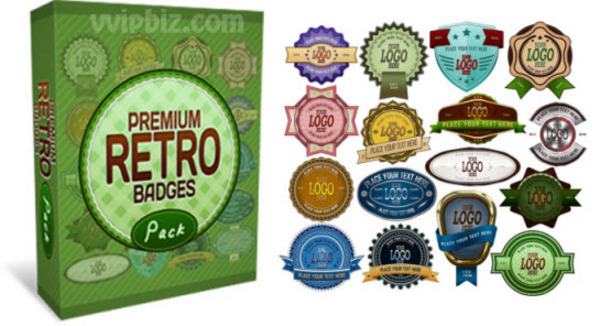 Product picture Premium Retro Badges - Premium PSD Templates Pack