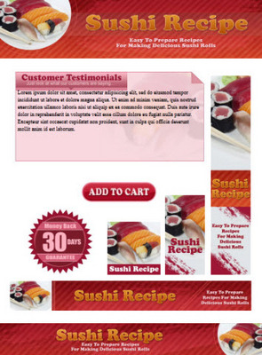 Product picture Sushi Recipe Website Template Plr Pack